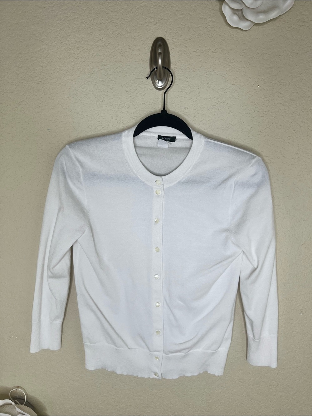 NTM: J.Crew White Cotton Button Front Cardigan Sweater Estimated Small